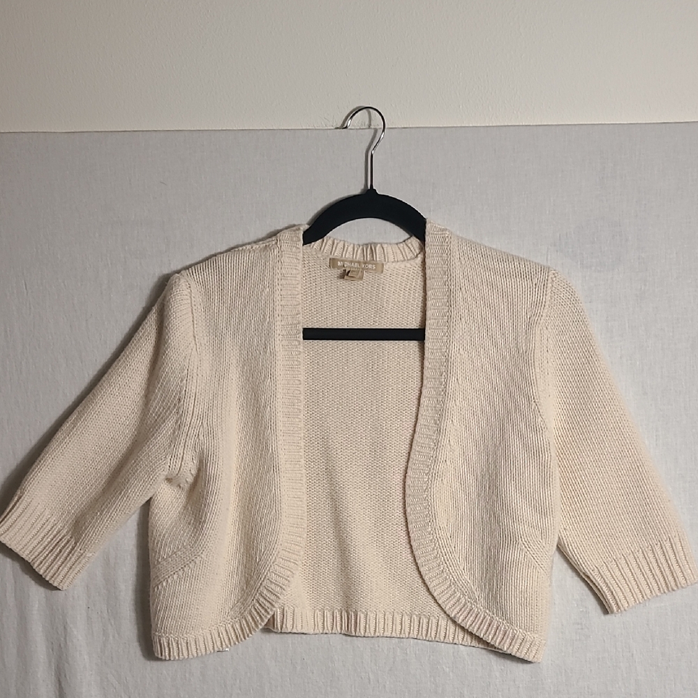 Michael Kors Elegant Cream Cashmere Shrug Sweater Size Medium